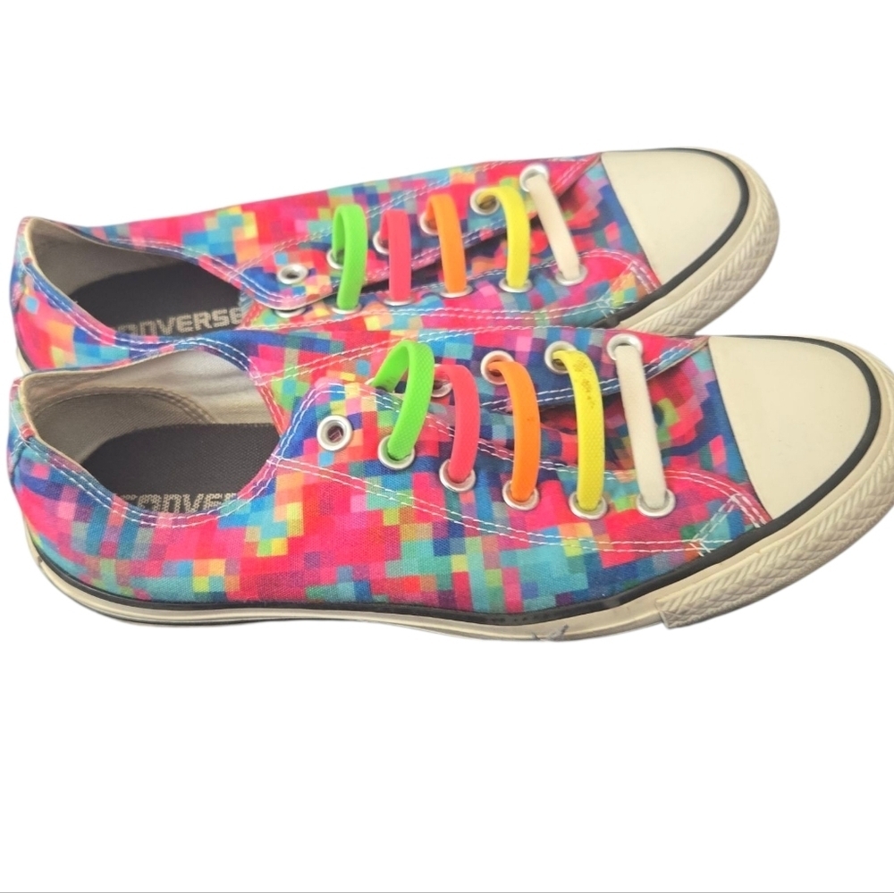 Converse Colorful Pixel Pattern Sneakers Size 9 - Picture 6 of 6